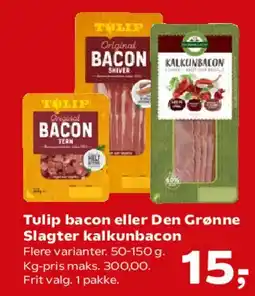 Kvickly Tulip bacon / Den Grønne Slagter kalkunbacon tilbud