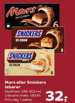 Kvickly Mars eller Snickers isbarer tilbud