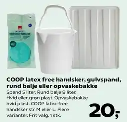 Kvickly COOP latex-free handsker, gulvspand, rund balje eller opvaskebakke tilbud