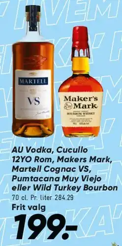 Bilka Udvalgte spiritusflasker (AU Vodka, Makers Mark m.fl.) tilbud