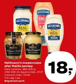 Kvickly Hellmann's mayonnaise eller Maille sennep tilbud