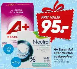 Bilka A+ Essential / Neutral vaskepulver tilbud