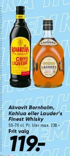 Bilka Akvavit / likør / whiskey (udvalgte) tilbud