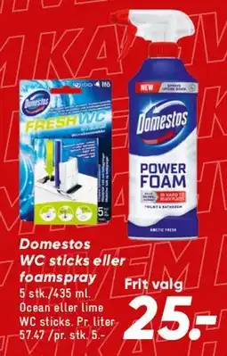 Bilka Domestos WC sticks eller foam spray tilbud