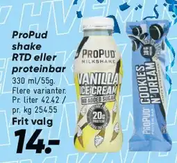 Bilka ProPud shake / proteinbar tilbud