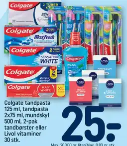 REMA 1000 Colgate tandpasta, tandbørster eller Livol vitaminer tilbud