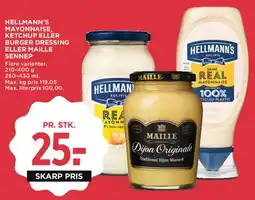 MENY Hellmann's mayonnaise eller Maille sennep tilbud