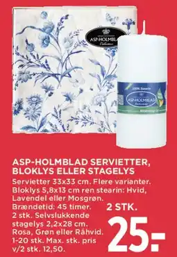 MENY ASP-Holmblad servietter / bloklys / stagelys tilbud