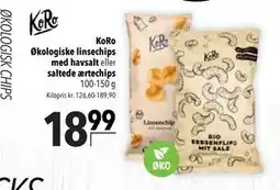 Citti KoRo Økologiske linsechips med havsalt eller saltede ærtechips tilbud