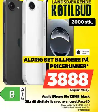 Apple iphone 16e 128gb, black sikr dit digitale liv med avanceret face id