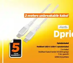 Power Opladerkabel Holdbart USB-C-USB-C-opladerkabel tilbud