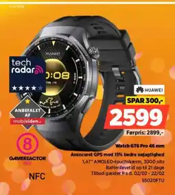 Power HUAWEI Watch GT6 Pro 46 mm Avanceret GPS med 15% bedre nøjagtighed tilbud