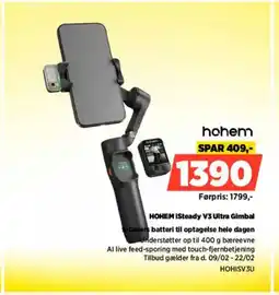Power Hohem HOHEM ISteady V3 Ultra Gimbal -timers batteri til optagelse hele dagen tilbud