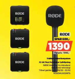 Power Røde trådlest mikrofonsystem 32-bit float forhindrer lydklipning tilbud