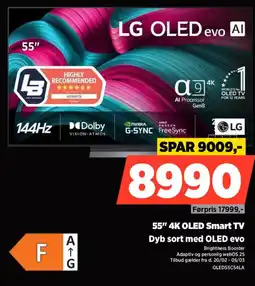 Power LG 55" 4k oled smart tv dyb sort med oled evo tilbud