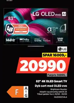 Power Lg 83" 4k oled smart tv dyb sort med oled evo tilbud