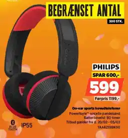 Power PHILIPS On-ear sports hovedtelefoner tilbud