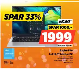 Power Aspire lite let 15,6" bærbar pc tilbud