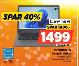 Power Cepter 14" bærbar pc kompakt design tilbud