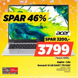 Power Acer aspire - lite bemærk 16 gb ram! 1 tb ssd! tilbud