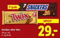 Lidl Snickers eller Twix (7-pak) tilbud