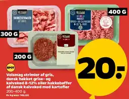 Netto Velsmag strimler / hakket gris / hakkebøffer tilbud