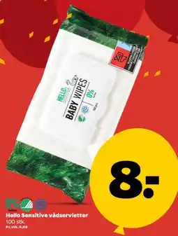 Netto Hello Sensitive vådservietter (baby wipes) tilbud
