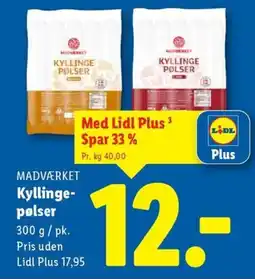 Lidl MADVÆRKET Kyllinge- pølser tilbud