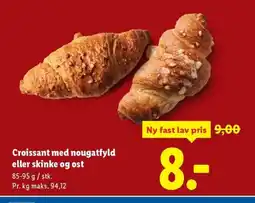 Lidl Croissant med nougatfyld eller skinke og ost tilbud