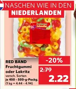 Kaufland DE RED BAND Fruchtgummi oder Lakritz tilbud