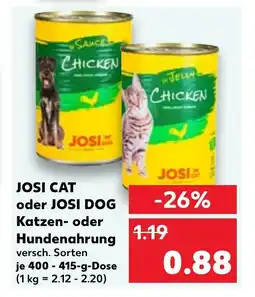 Kaufland DE JOSI CAT oder JOSI DOG Katzen- oder Hundenahrung tilbud