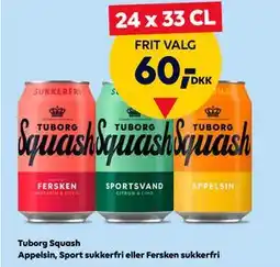 BorderShop Tuborg Squash Appelsin, Sport sukkerfri eller Fersken sukkerfri tilbud