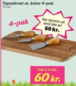 Hi five Tapasbræt m. knive 4-pak tilbud