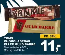 Let-Køb TOMS CHOKOLADEBAR ELLER GULD BARRE tilbud