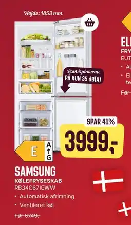 Skousen SAMSUNG KØLEFRYSESKAB RB34C671EWW tilbud