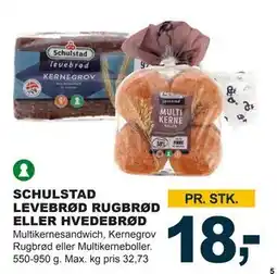Let-Køb SCHULSTAD LEVEBRØD RUGBRØD ELLER HVEDEBRØD tilbud