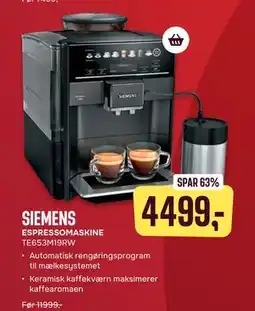 Skousen SIEMENS ESPRESSOMASKINE TE653M19RW tilbud