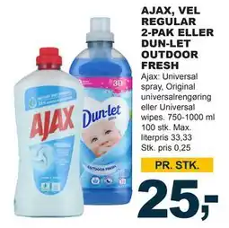 Let-Køb AJAX, VEL REGULAR 2-PAK ELLER DUN-LET OUTDOOR FRESH tilbud