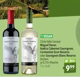 Citti Yvegan chile-valle central miguel torres andica cabernet sauvignon, carmenère gran reserva oder sauvignon blanc reserva tilbud
