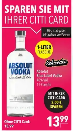 Citti Absolut Blue Label Vodka tilbud