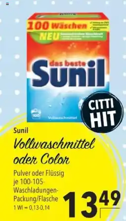 Citti Sunil Vollwaschmittel oder Color tilbud