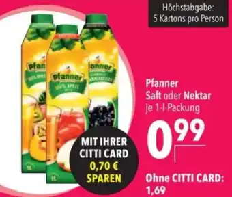 Citti Pfanner Saft oder Nektar tilbud