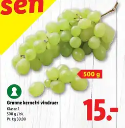 Lidl Grønne kernefri vindruer tilbud