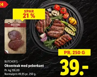 Lidl BUTCHER'S Oksesteak med peberkant tilbud