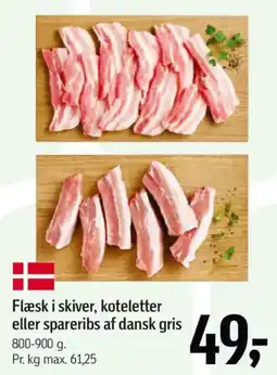 Føtex Flæsk i skiver, koteletter eller spareribs af dansk gris tilbud