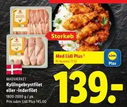 Lidl Kyllingebrystfilet eller -inderfilet, App-pris tilbud