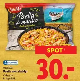 Lidl Paella med skaldyr tilbud