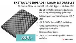 CBC Verbatim Store ‘n’ Go 512 GB USB Type-C ekstern SSD tilbud