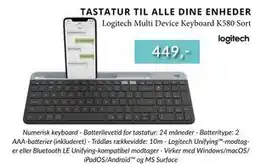 CBC Logitech Multi Device Keyboard K580 Sort tilbud