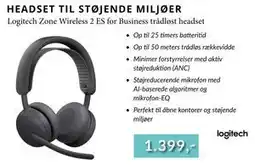 CBC Logitech Zone Wireless 2 ES for Business trådløst headset tilbud